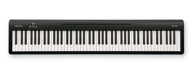 Unbeatable performance, unbelievable price  When inspiration strikes, take a seat at the latest model in Roland’s renowned FP piano series; the entry-level FP-10. This affordable digital piano is always ready to play, with a reassuringly authentic feel from the 88-note PHA-4 Standard keyboard, joined by Roland’s evocative SuperNATURAL piano tones through onboard speakers or headphones. With its portable, space-saving design, the FP-10 is the ideal instrument for home use, whether you’re practicing techniques in the spare room or giving performances in the living room. Plus, with Bluetooth® connectivity and powerful onboard features not offered by any other digital model at this price, the FP-10 is the ideal second piano for more experienced players.  *The Bluetooth feature may not be available, depending on the country where the product is purchased       Rich, responsive tone from Roland’s renowned SuperNATURAL Piano sound engine     88-key hammer-action format in a compact cabinet     PHA-4 Standard keyboard provides authentic piano touch for maximum expression     Headphones output and quiet keyboard action let you enjoy playing at any time without disturbing others     Onboard speakers reproduce your playing with expressive sound     Built-in Bluetooth MIDI/USB MIDI interface for connecting to Garageband, computers, DAW software     Roland’s Piano Partner 2 app lets you conveniently select sounds, set metronome and more from your smartphone     Twin Piano mode is ideal for lessons, letting student and teacher play side-by-side in the same octave ranges     Optional matching stand (KSCFP10) gives a classic piano lookDes performances sans égales, un prix incroyable  Lorsque vous êtes frappé par l’inspiration, asseyez-vous derrière le tout nouveau piano d’entrée de gamme FP Roland, le FP-10. Ce piano numérique d’un prix abordable est toujours prêt à jouer, procure des sensations rassurantes grâce à son clavier PHA-4 Standard à 88 touches, et vous enveloppe de magnifiques sons de piano SuperNATURAL Roland grâce à ses haut-parleurs ou sa sortie casque. Grâce à sa conception portable et compacte, le FP-10 est l’instrument idéal pour jouer à la maison, que vous travailliez votre technique dans votre bureau ou donniez un récital dans votre salon. Et grâce à sa connectivité Bluetooth® et ses puissantes fonctionnalités embarquées, uniques pour un piano numérique dans cette gamme de prix, le FP-10 constitue un second piano idéal pour les pianistes expérimentés.  *La fonctionnalité Bluetooth peut ne pas être disponible en fonction du pays dans lequel vous avez acheté l’instrument     Des sons riches et réactifs produits par le fameux générateur de sons SuperNATURAL Piano de Roland     Un format 88 touches compact à mécanisme de marteaux     Le clavier PHA-4 Standard procure un toucher de piano authentique pour une expressivité totale     La sortie pour casque audio et le mécanisme silencieux du clavier permettent de jouer à tout moment sans déranger l’entourage     Les haut-parleurs intégrés reproduisent toutes les nuances de votre jeu     L’interface intégrée Bluetooth MIDI/USB MIDI permet de se connecter à un logiciel de création musicale sur ordinateur tel que GarageBand     L’appli Piano Partner 2 vous permet, à partir de votre smartphone, de choisir votre son, régler le métronome...     Le mode Twin Piano est idéal pour les cours, permettant au professeur et à l’élève de jouer côte à côte dans la même tessiture     Le stand dédié KSCFP-10, en option, permet de donner au piano un look classique  